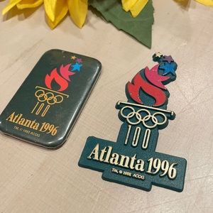 Atlanta Vintage 1996 Olympics Green and Red Plastic Magnet set of 2
